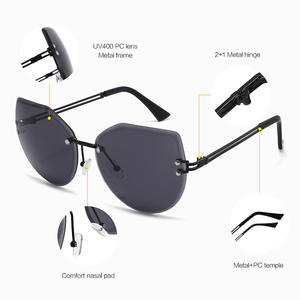 Lunettes de soleil unisexes à monture métallique, verres PC UV400, monture noire, style mode, protection solaire, pour voyage et conduite - Product Image 2