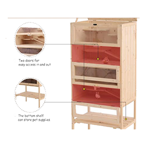 4 परतों लकड़ी हम्सटर पिंजरे डिजाइन के लिए छोटे पोल्ट्री अनुकूलित पालतू घर - Product Image 4