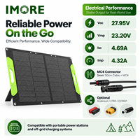 Panneau solaire portable pliable 100W, 2 plis, compact, ETFE IP67, module MC4 pour la randonnée, le camping, les voyages et la recharge de stations d'alimentation