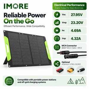 Panel Solar Monocristalino Plegable de 100W, ETFE IP67, Ligero, Plegable en 2, para Camping, Senderismo, Viajes y Estaciones de Energía Portátiles - Product Image 3