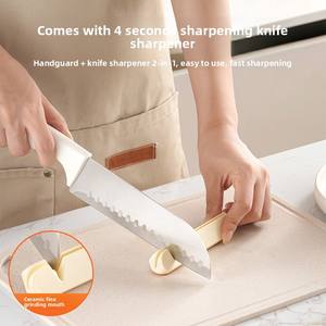 Afilador de Cuchillos de Cocina con Soporte para Manos, Material Metálico, para Cortar Vegetales, Ahorra Esfuerzo, Protección para las Manos - Product Image 2