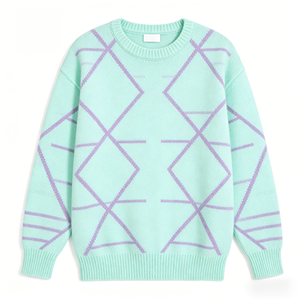 Suéteres de Punto Jacquard Casuales al Por Mayor de Fábrica, Diseño de Manga Larga y Cuello Redondo, Suéteres Personalizados para <span class=keywords><strong>Mujer</strong></span> - Product Image 3