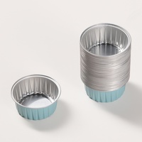 125 ml, bleu, petit format, jetable, avec couvercle en PP, qualité alimentaire, moules à gâteau en aluminium, résistants au four, pour anniversaires, mini-plats et desserts.