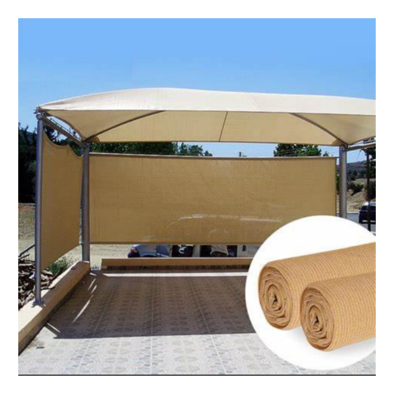 Beige HDPE Woven Rectangle Sunshade Sail
