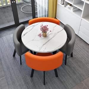 Ensemble de table à manger ronde de bonne qualité, petit ensemble de table à manger, salon moderne, 4 places, meubles de maison, métal, fer, marbre, 50 pièces - Product Image 2