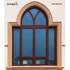Fábrica de China de calidad superior de madera de arco rejilla fija forma especial de ventana de la casa de