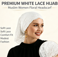 Voile intégral pour femme, petit bonnet en dentelle, foulard musulman en maille, hijab islamique, châle