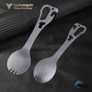 Cuchara-tenedor multifuncional ecológica de acero inoxidable YCX con abridor de botellas y cuchillo para utensilios de cocina de camping al aire libre - Product Image 6