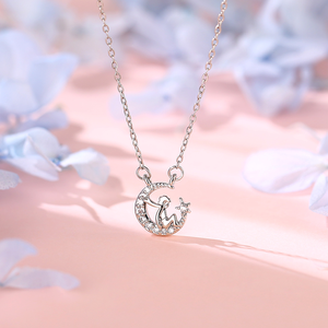 Collana <span class=keywords><strong>Il</strong></span> <span class=keywords><strong>Piccolo</strong></span> <span class=keywords><strong>Principe</strong></span>, Gioiello di Lusso, Perfetta per Proposte di Matrimonio, Pendente Luna con Zirconi, Regalo per Compleanno <span class=keywords><strong>e</strong></span> San Valentino - Product Image 2