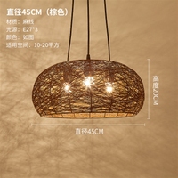 Lustres de salon en rotin faits à la main, lampes de style chinois en fil de chanvre, restaurant de fondue, zen