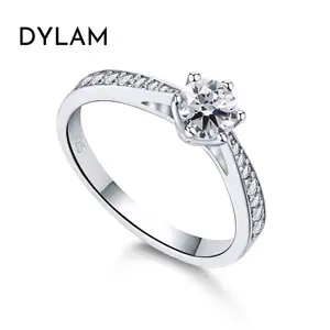 Dylam Großhandel 5A Diamant Zirkon Stein kühnen Edelstein CZ Sterling Silber Kreis Ringe Silber S925 Diamant Ehering