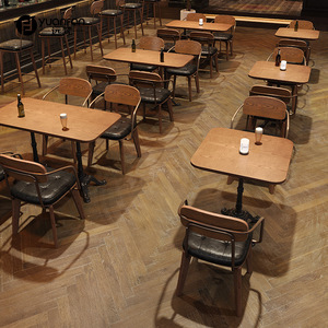 Juego de mesa de comedor Retro Vintage de estilo francés, cafetería, Bar, madera maciza, París, Bistro, juego de mesa de comedor y sillas para terraza, restaurante - Product Image 4
