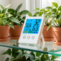 Termometer Higrometer Rumah Kaca Digital dengan Tombol Sentuh, Stasiun Cuaca Pintar, Monitor Suhu dan Kelembapan