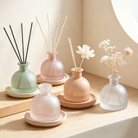 Bouteille diffuseur de parfum en verre rond, vide, noir mat et blanc dépoli, 50ml, 100ml, 150ml, pour diffuseur de roseaux d'ambiance domestique - Vente en gros
