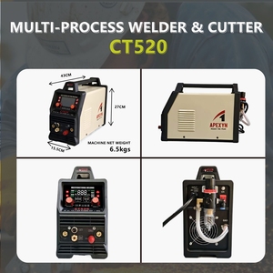 APEXYN CT520 เครื่องเชื่อมพลาสม่า TIG/MMA/ตัดพลาสม่า 3-in-1 16 มม. แรงดันไฟฟ้าคู่ 110V/220V ตัดเหล็กอลูมิเนียม IGBT CT-520 Pla - Product Image 1
