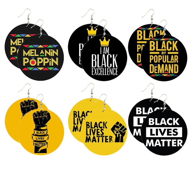 600 Designs Stock Women Print Natural Hair Wood Earrings Black Lives Matter BLACK GIRL MAGIC Melanin Poppin Afro Drop Earrings