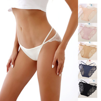 Fournisseur de culottes en dentelle Sous-vêtements pour femmes Respirant Taille basse Bikini doux pour femmes Sous-vêtements transparents Creux Culotte en dentelle florale