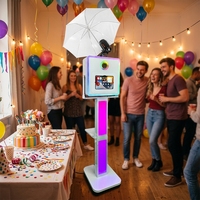 Machine Photobooth iPad à Installation Rapide avec Support d'Imprimante, Appareil Photo Numérique, Photobooth Selfie, Boîte à Lumière LED, Support pour Photobooth de Mariage