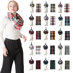 2022 Factory Autumn Winter Wholesale Womens Pashmina Buffalo Plaid Infinity Scarf