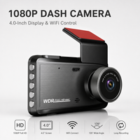 Enregistreur vidéo 1080P à caméra unique avec Wi-Fi intégré, écran 4 pouces, batterie 150 mAh, mini USB, 64 Go, WDR, format AVI, enregistrement en boucle