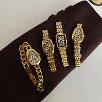 Reloj de cuarzo elegante dorado para mujer, esfera con diseño de leopardo, pulsera de metal, reloj de pulsera de joyería de moda, reloj de lujo para mujer