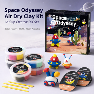 ชุดดินปั้นแห้ง Space Odyssey 12 ถ้วย 4 สี ต่อถ้วย ชุดทำยานอวกาศ DIY สำหรับเด็ก นักบินอวกาศ UFO จรวด มาตรฐาน EN71 ASTM รับผลิต OEM ขายส่ง - Product Image 1