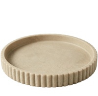 Plateau rond cannelé en résine beige grain de sable, décoratif et multifonctionnel, pour rangement de bijoux et accessoires de salle de bain
