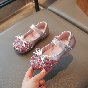 <span class=keywords><strong>Scarpe</strong></span> da Ballo per Bambine Stile Principessa Anna con Strass Luccicanti e Motivo Floreale, Suola Morbida, Chiusura in Velcro - Product Image 5