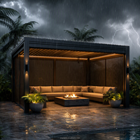 Pérgola Bioclimática de Aluminio Ecológica, Autoportante, con Techo Retráctil Motorizado, Toldo para Sombra en Climas Tropicales y Monzón, Resistente a Lluvias Intensas