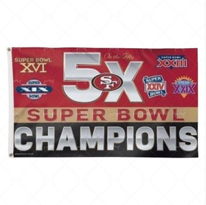 Alta calidad personalizada <span class=keywords><strong>San</strong></span> <span class=keywords><strong>Francisco</strong></span> 49ers Sport 3x5 ft Super Bowl Champions Home Flag Banner Football - Product Image 1