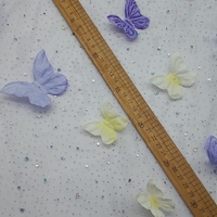 Tissu en dentelle 3D douce avec fleurs perlées et sequins métalliques pour robe et jupe