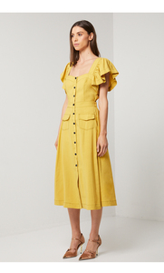 Nuovo Modello di <span class=keywords><strong>Abito</strong></span> <span class=keywords><strong>Lungo</strong></span> Giallo Casual con Spalline - Product Image 4