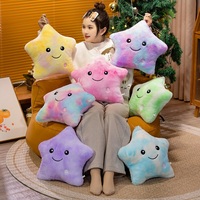 Bantal Lempar Bercahaya Warna-warni Bantal Lembut Bercahaya Boneka Mainan Mewah Bintang Lima Sudut Lucu Bantal Lempar Dekoratif Sofa