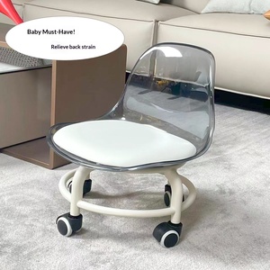 Taburete Pequeño de Acrílico Transparente con Ruedas Universales Giratorias, Silla de Aprendizaje para Niños, Silla de Piso para Personas Perezosas - Product Image 6