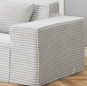 Juego de Sofá Modular en Forma de L Convertible de 4 Plazas con Otomana, Tela de Pana a Rayas, Sofá Cama de Espuma Viscoelástica para el Hogar - Product Image 4