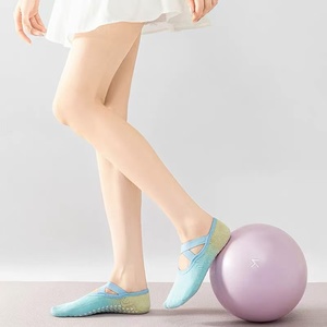 JZVINA Ladies Cross Strap Pilates Grip <b>Socks</b> Gradient Color Anti Slip Silicone Sole <b>Soft</b> <b>Socks</b> For Ballet Training Daily Use - Product Image 3