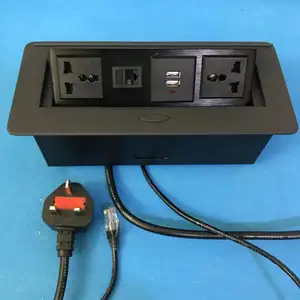 Customize Conference table multimedia Pop up Outlet Desktop Connection data socket with 2 universal power 2 usb 2 network