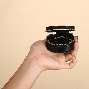 Exquisite Pu Leather Mini Travel Portable Jewelry <b>Boxes</b> Customized Logo Round Zipper <b>Small</b> <b>Gift</b> <b>Boxes</b> for Jewelry - Product Image 3