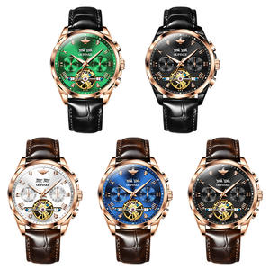 Oupinke 3186 OEMカスタムロゴラグジュアリー本革トゥールビヨン時計スケルトン防水自動機械式メンズウォッチ - Product Image 5