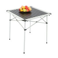 Table de camping pliante carrée en aluminium, portable, haute, autoportante, étanche, pour cuisine extérieure et barbecue, de haute qualité