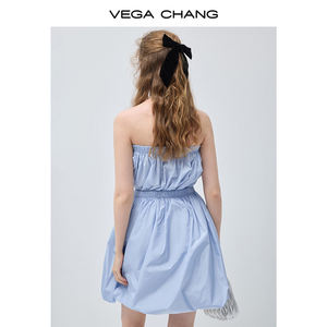 <span class=keywords><strong>Robe</strong></span> jaune ample sans bretelles VEGA CHANG avec corsage froncé élastique et ourlet bouffant, <span class=keywords><strong>robe</strong></span> d'été décontractée légère et douce - Product Image 5