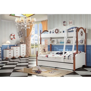 Popular moderno blanco camas para niños de madera cama litera con almacenamiento/escalera - Product Image 1