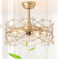 JYLIGHTING Araña de Cristal Ventilador de Techo con Luz y Control Remoto Flor Ventilador de Techo para Comedor Sala de Estar Cama