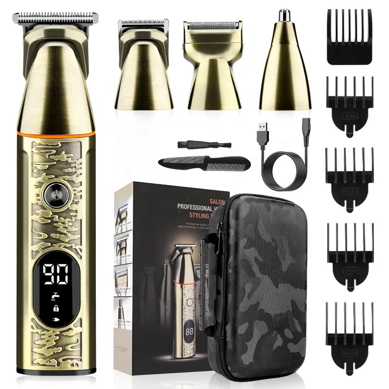 2023 New Hot Sale Electric Rechargeable Cordless Gold Beard Trimmer Hair Cut Machine Manual Men Hair Trimmer