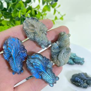 بيع بالجملة ديكورات كريستال لابرادوريت منحوتة يدويًا طبيعية عالية الجودة ذهبية روحية منحوتات زرقاء فلاش - Product Image 3