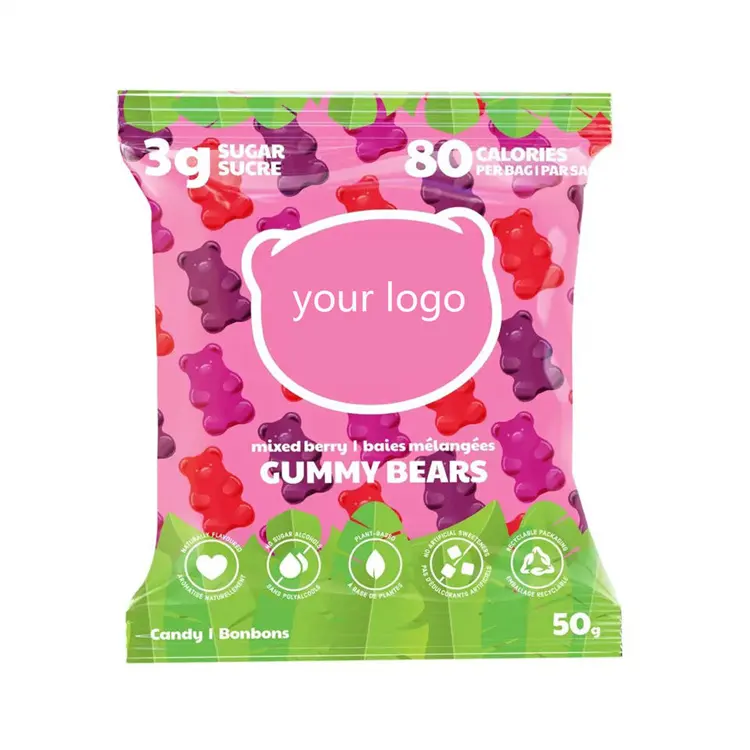 Wholesale OEM Bagged Fiber Gummies Protein bag of chews gummy With Low Sugar Calorie 60 Gummy Bears