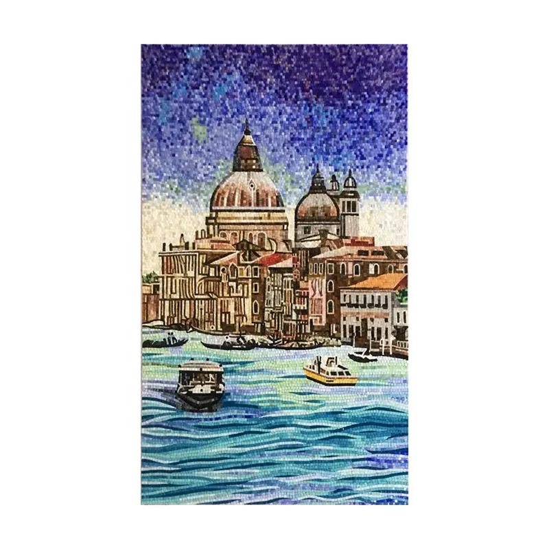 Vendita calda della fabbrica lotus e Venice feature wall custom made glass mosaic tile wall murale glass mosaic wall art per la decorazione