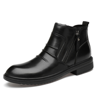 Bottes d'hiver mi-mollet en cuir, style britannique, formelles et décontractées, tendance, avec fermeture éclair latérale, respirantes, antidérapantes, résistantes à la neige, chaudes, pour le travail
