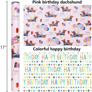 Birthday Dog Wrapping Paper 17in x 32.8ft Reversible Gift Wrap For Craft And Parties - Product Image 5