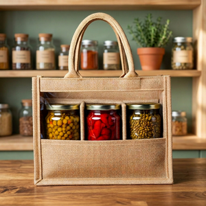 Indian Exporter Large Capacity Jute Tote <b>Bag</b> with Cotton Handles Reusable Grocery Shopping <b>Bag</b> for Daily Use Available for Sale - Product Image 3